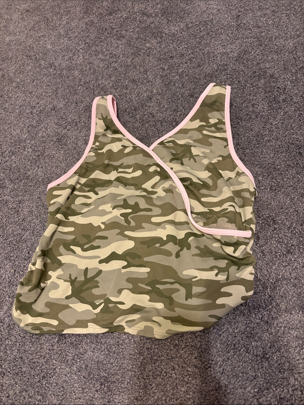 PINK Victoria's Secret Olive Camo Tank with Pink Trim